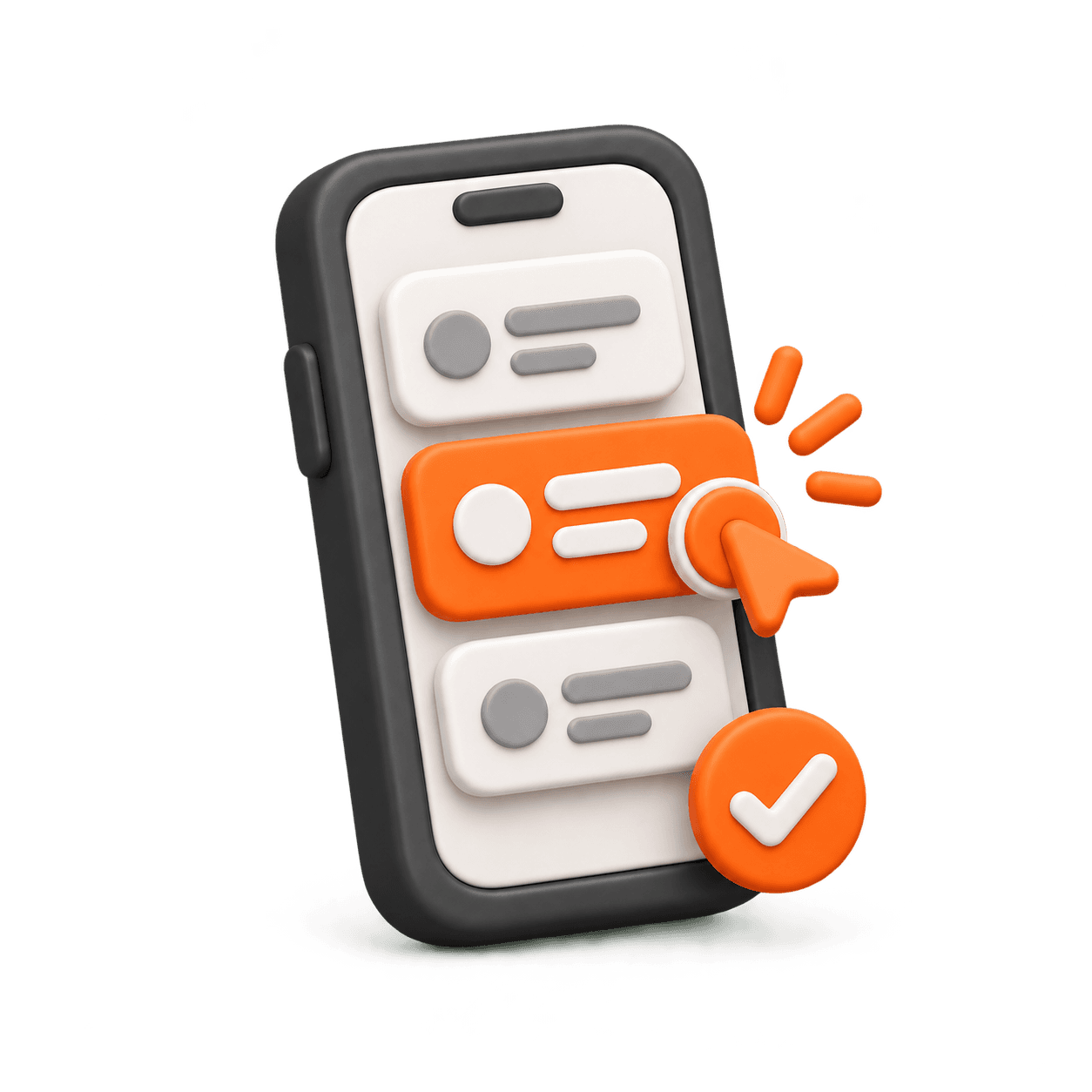 Simple mobile interface with a completed selection